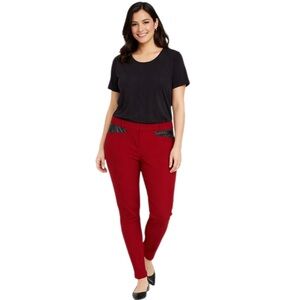 Cynthia Steffe Red Straight Pants with Black Accents Midrise Size 8